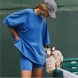 Free People Movement Blue Hot Shot Oversized Reversible Top Large